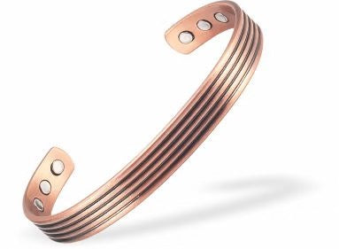 Byzantium Copper Magnetic Bracelet with Parallel Lines Imprint