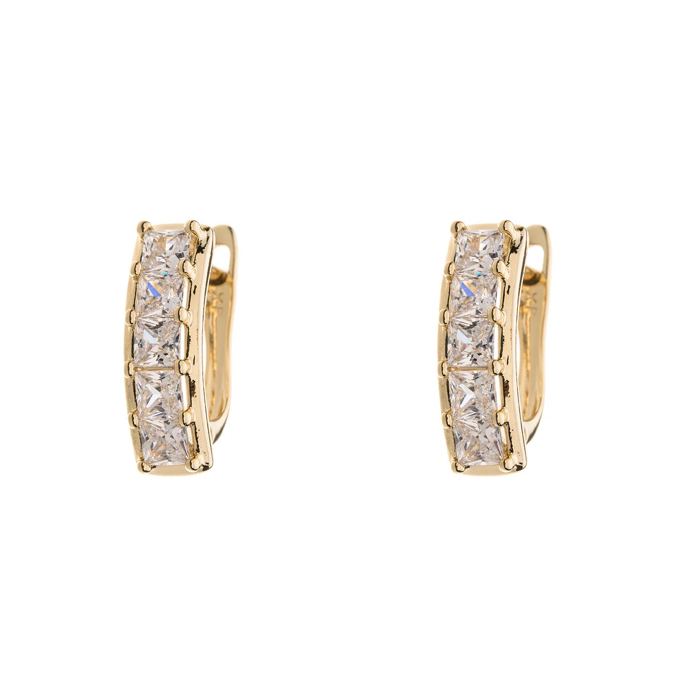 Park Lane Crystal Curved Front Small Hoop Earrings - Gold