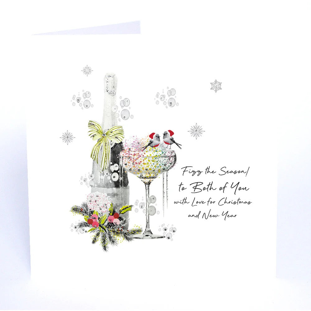 Five Dollar Shake - Fizz the Season Both of You - Bottle, Robins & Glass - Christmas Card