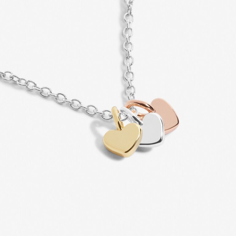 Joma Jewellery -Trio Hearts Mixed Metals Hearts Mini Charms Necklace