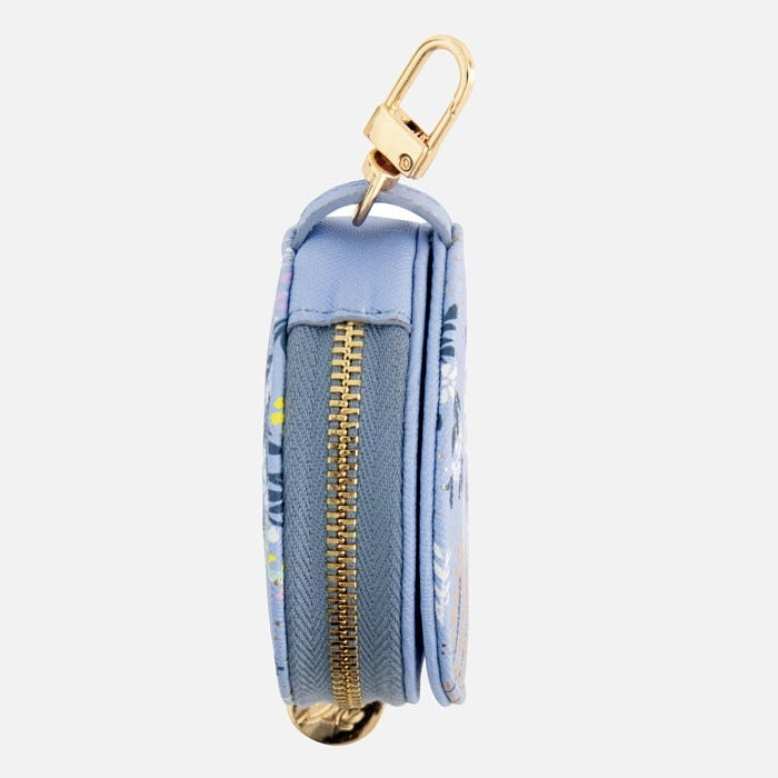 Sara Miller Ostrich & Palms Compact Mirror & Pouch Keyring/Bag Charm