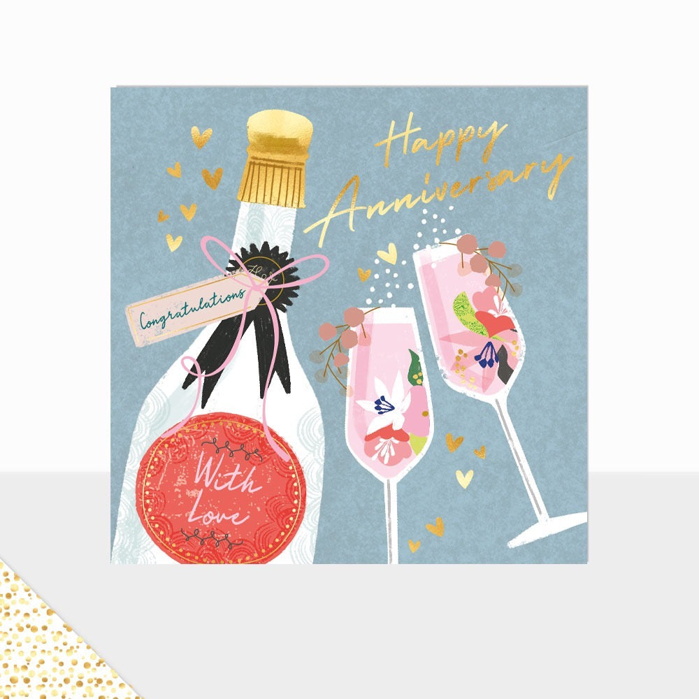 Laura Darrington Aurora Champagne Happy Anniversary Card