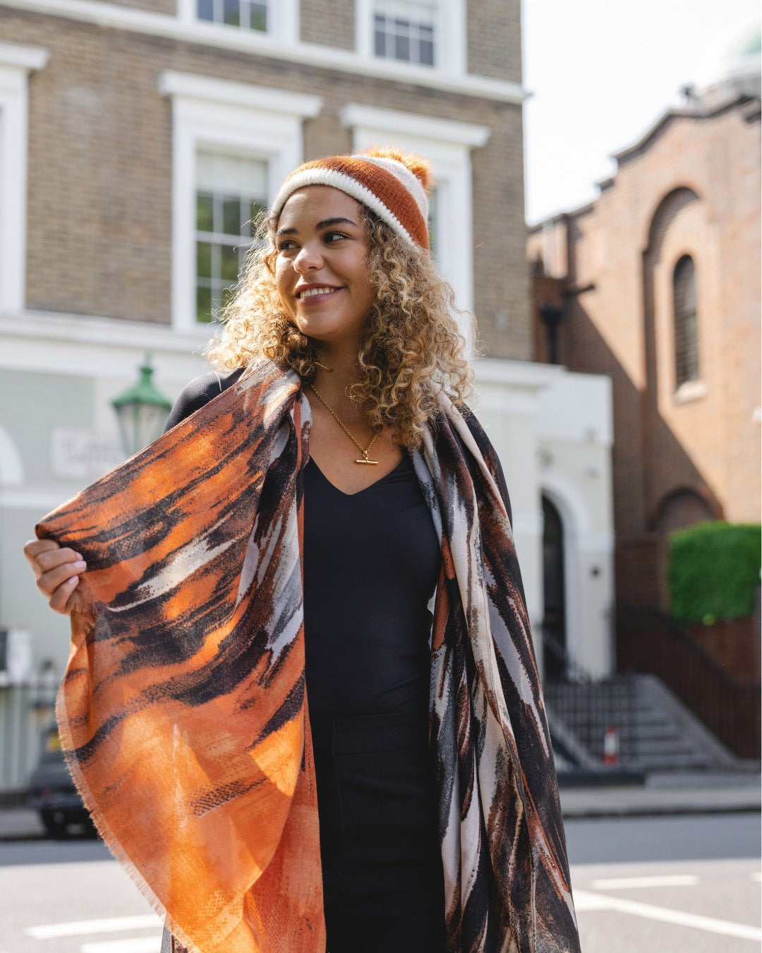Park Lane Lightweight Print Scarf - Cocoa