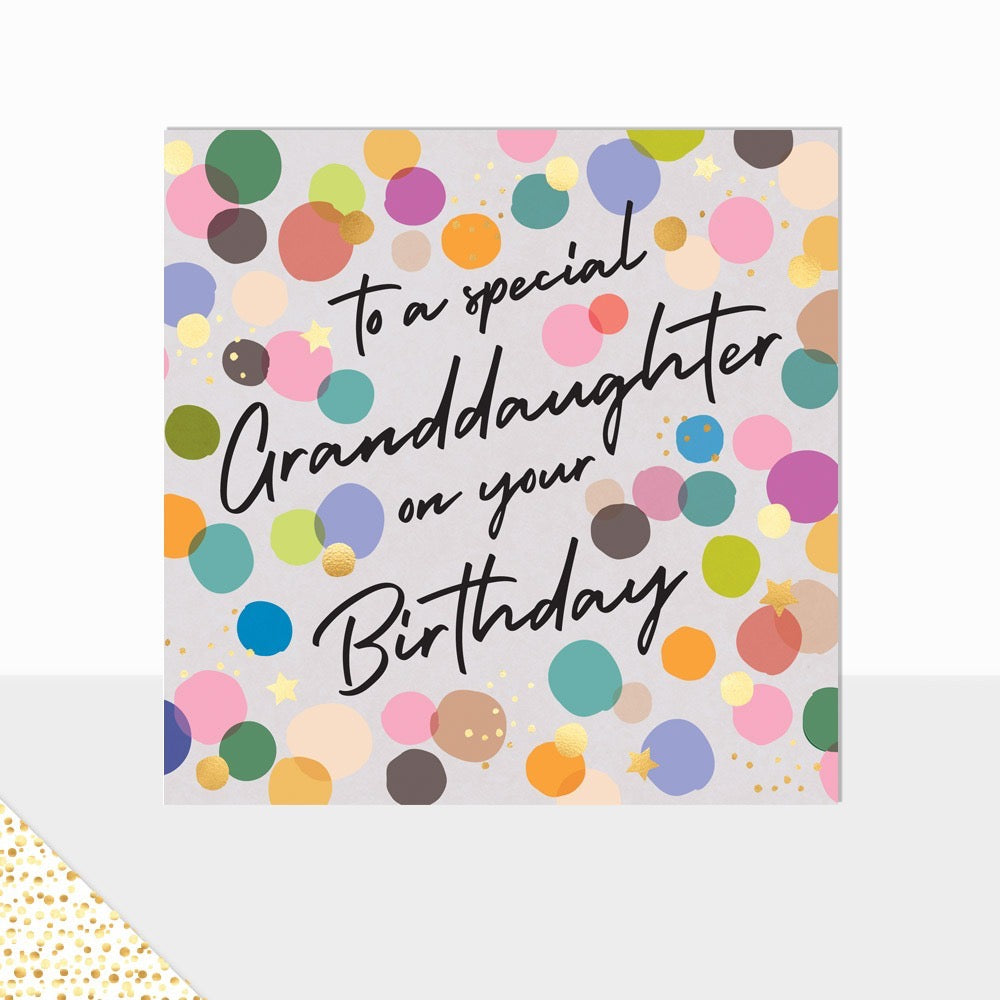 Laura Darrington Aurora Special Granddaughter Multi Spots Happy Birthday Card