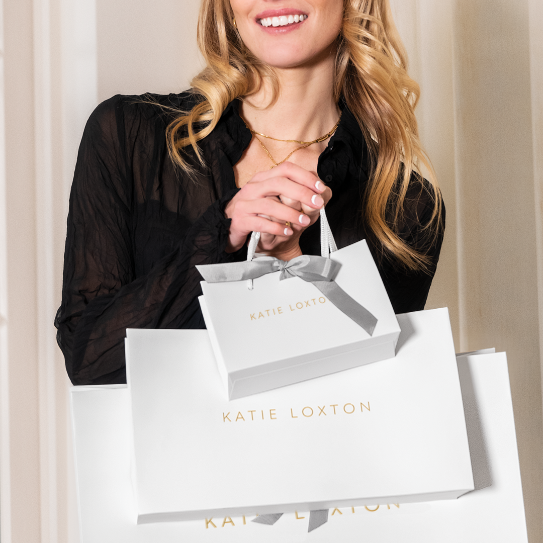Katie Loxton Canvas Bag Strap - Geometric Print - Black/Off White