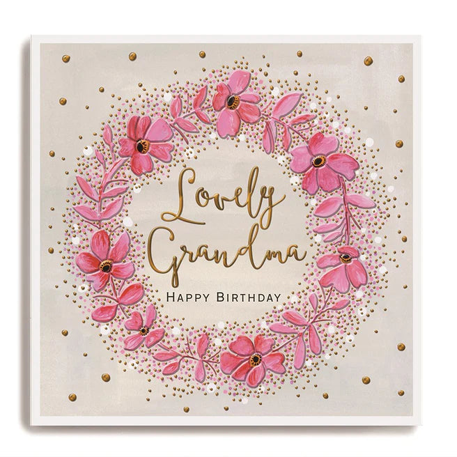 Janie Wilson - Lovely Grandma Happy Birthday Wreath Small Card
