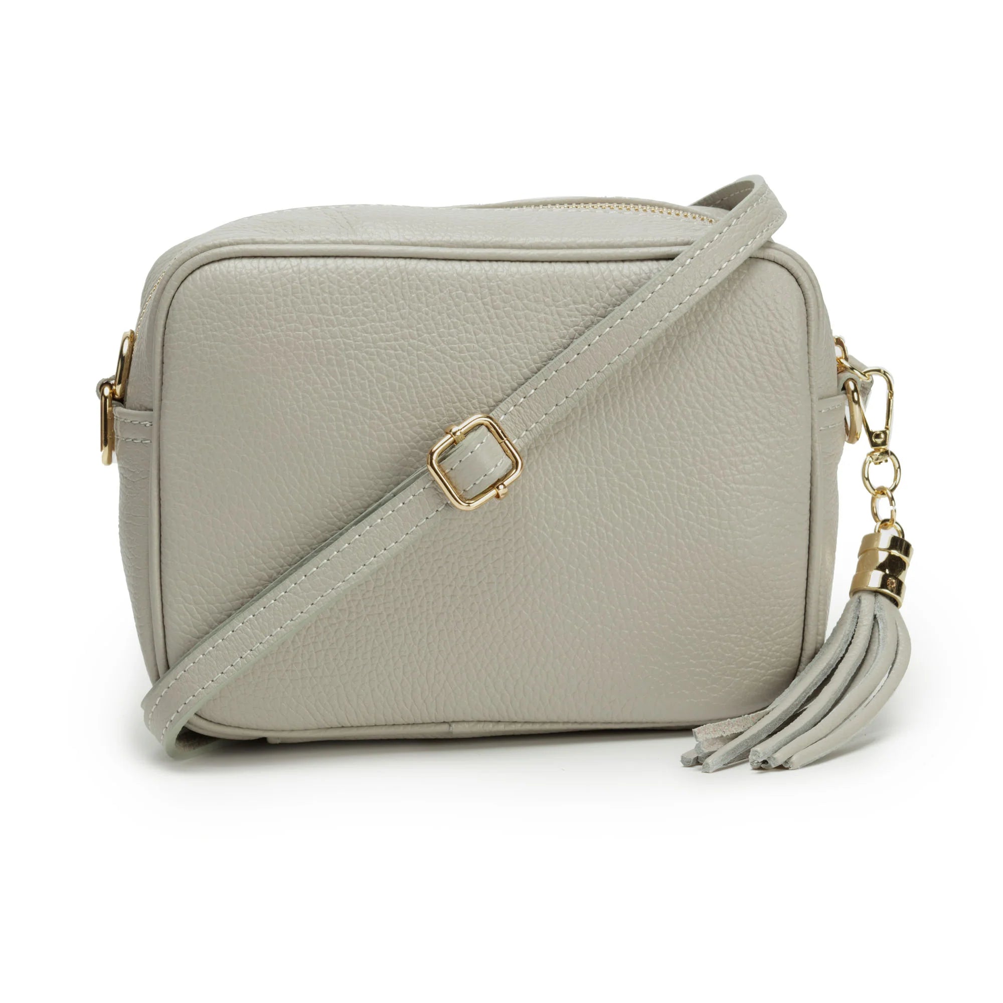 Elie Beaumont Designer Leather Crossbody Bag - Light Grey (GOLD Fittings)