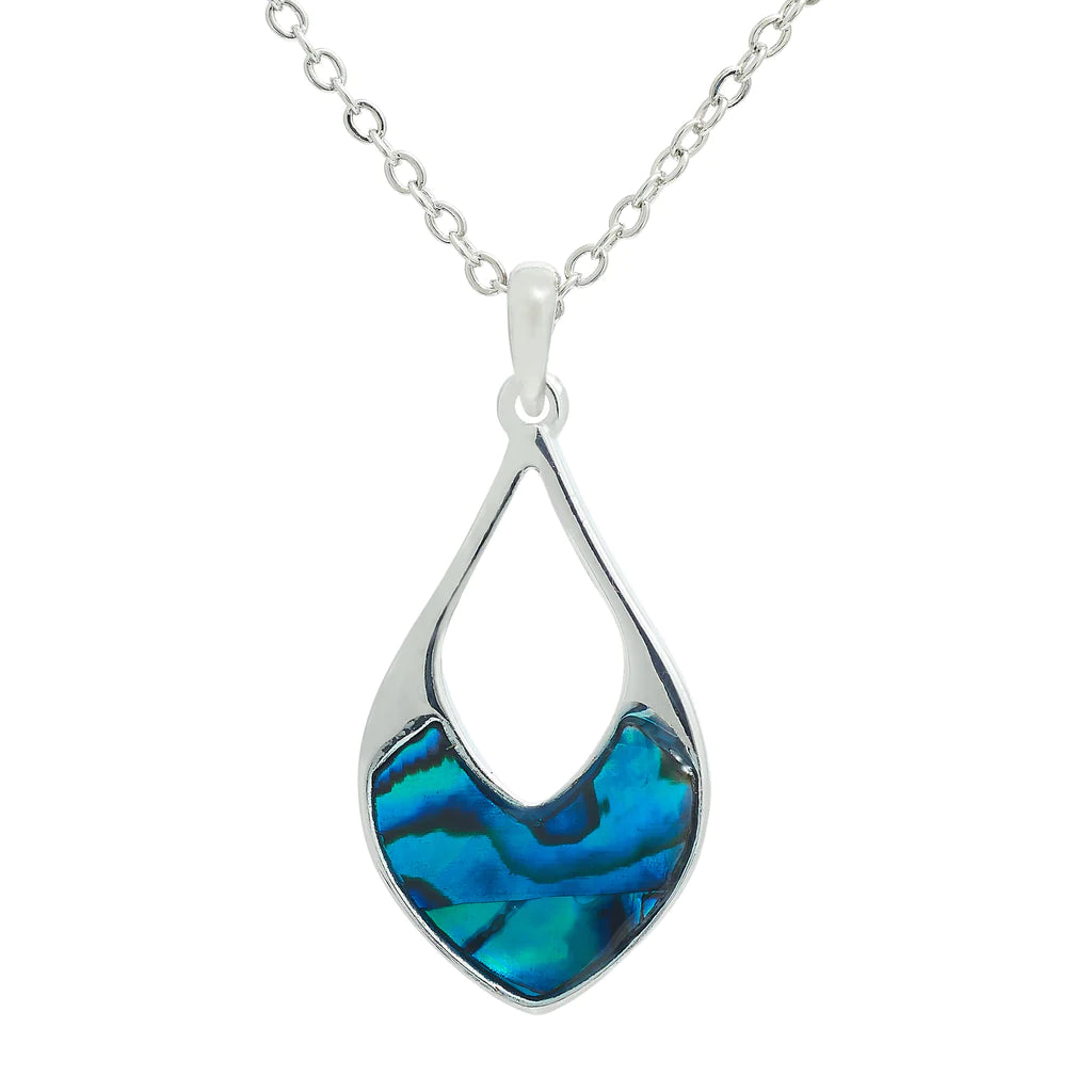Byzantium Paua Shell Pendant - Hollow Droplet