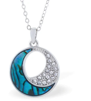Byzantium Paua Shell Pendant - Eclipse of the Moon Disc