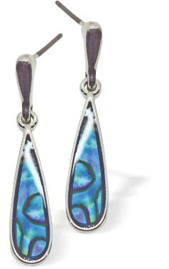 Byzantium Paua Shell Drop Earrings -Long Droplet