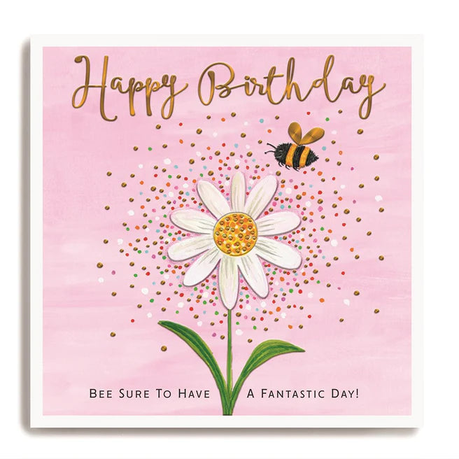 Janie Wilson - Happy Birthday Large Daisy & Bee Card
