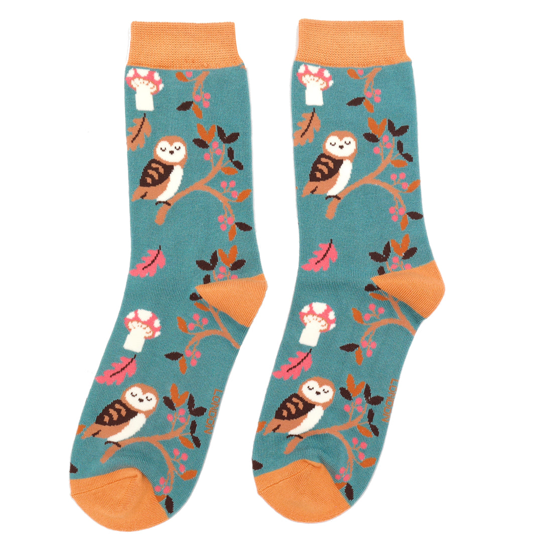 Miss Sparrow Bamboo Ankle Socks - Woodland - Teal