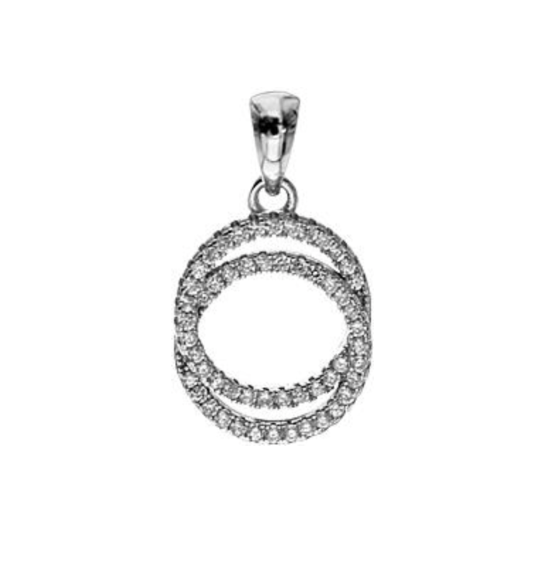 Kali Ma Pave Crystal Interlinked Double Circle Pendant - Sterling 925 Silver