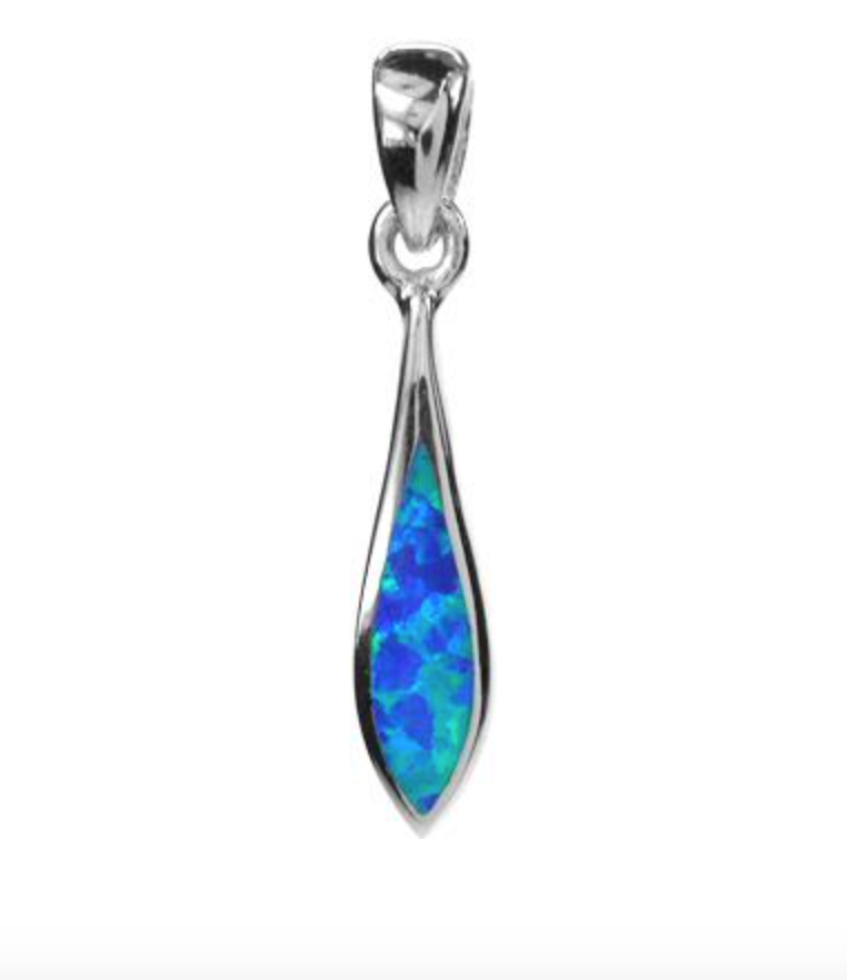 Kali Ma Sterling Silver Blue Opal Elongated Teardrop Pendant