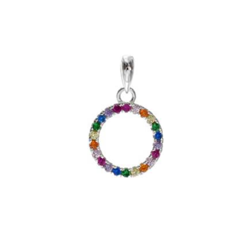 Kali Ma Sterling Silver Pave Rainbow Circle Pendant