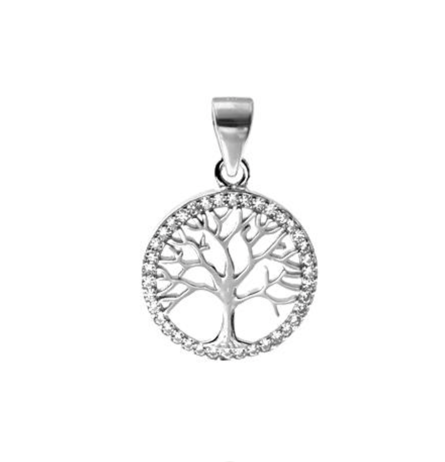 Kali Ma Alianna Tree of Life Pave Disc Pendant - Sterling 925 Silver
