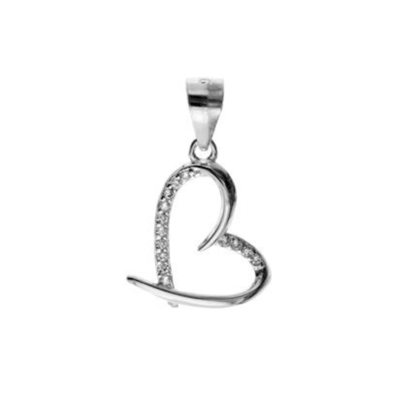Kali Ma Pave Crystal Offset & Overlapped Heart Pendant - Sterling 925 Silver