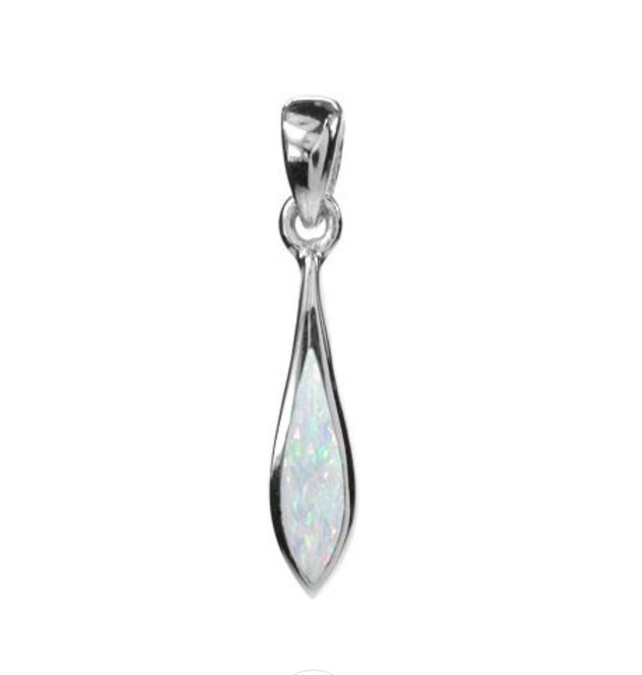 Kali Ma Sterling Silver White Opal Elongated Marquis Teardrop Pendant