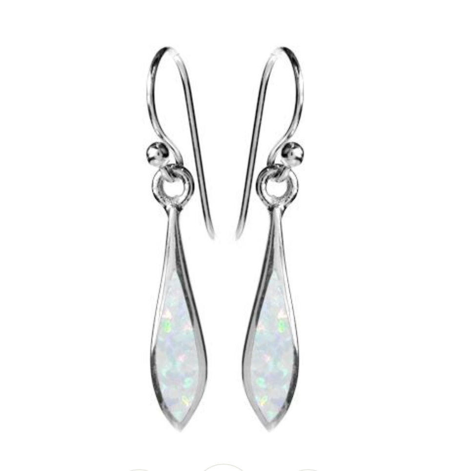 Kali Ma White Opal Elongated Marquis Teardrop Drop Earrings - Sterling Silver