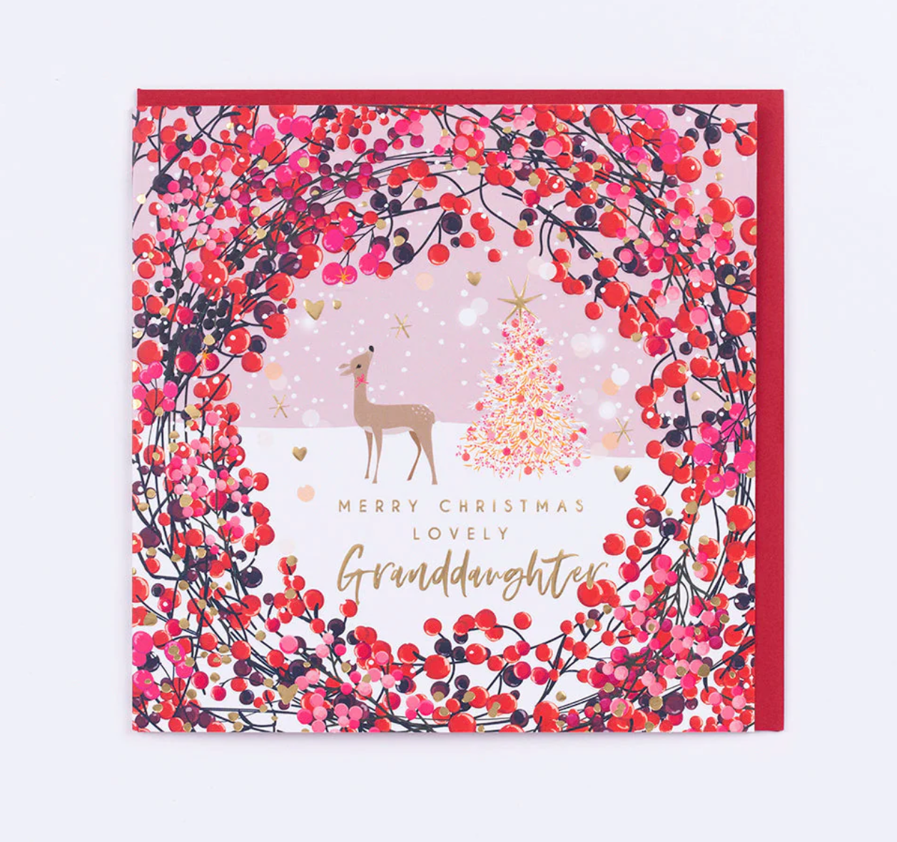 Belly Button Lovely Granddaughter Berry Wreath Christmas Card
