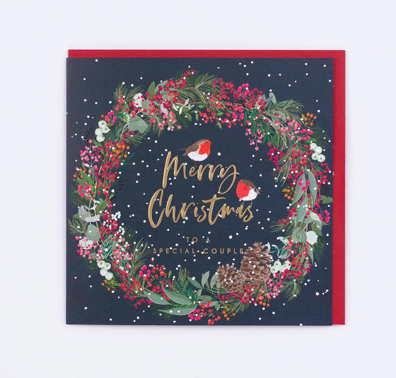 Belly Button Special Couple - Wreath & Robins - Christmas Card