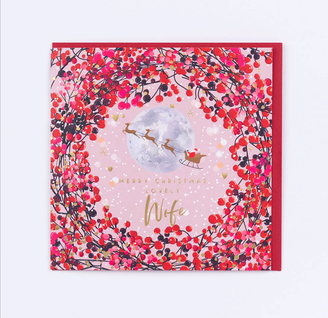Belly Button Wife Red Berries Christmas Card