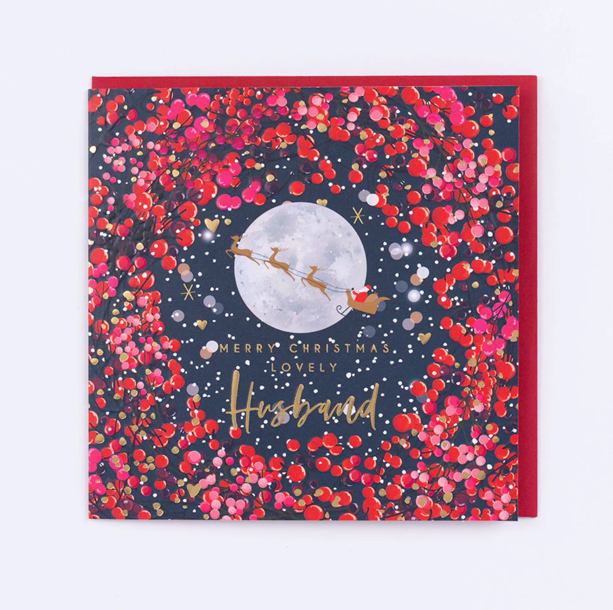 Belly Button Husband Red Berries Christmas Card
