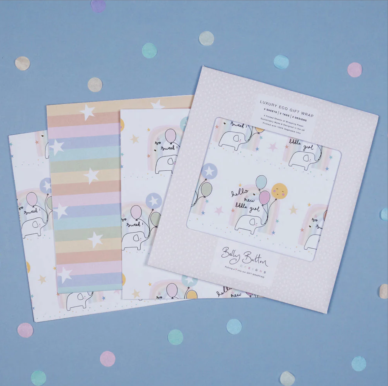 Belly Button Eco Luxury Flatwrap Pack - Baby Girl - Pk 4 Sheets & Tags on