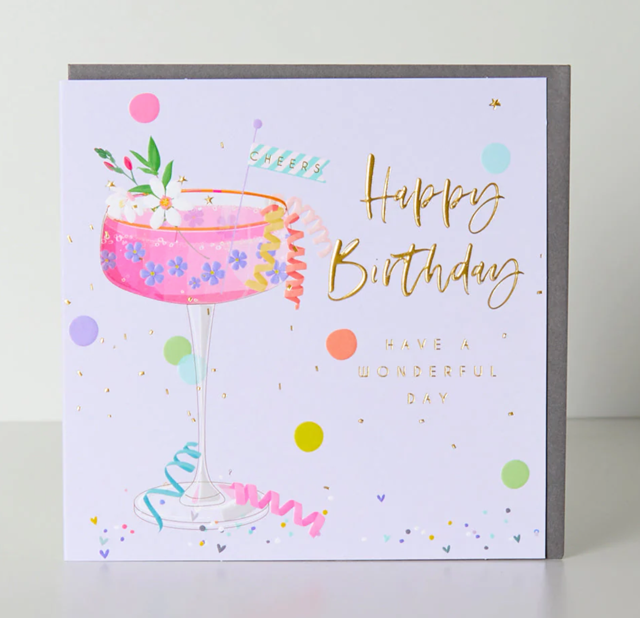 Belly Button Happy Birthday Pink Cocktail Card