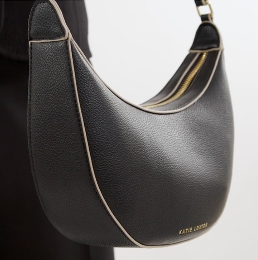Katie Loxton Marni Small Half Moon Shoulder Handbag - Black/Off White