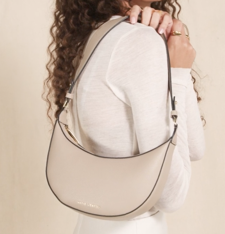 Katie Loxton Marni Small Half Moon Shoulder Handbag - Light Taupe/Black