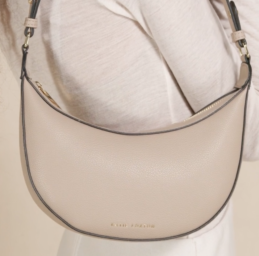 Katie Loxton Marni Small Half Moon Shoulder Handbag - Light Taupe/Black