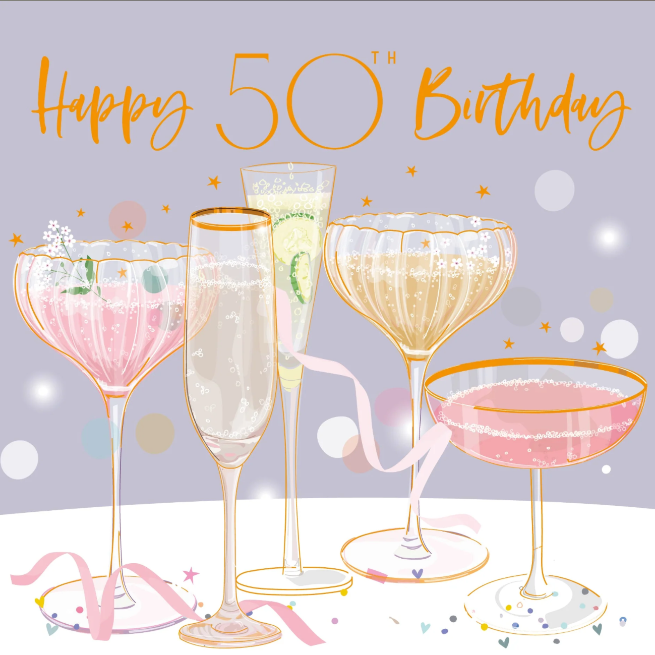Belly Button 50th Birthday Party Drinks Pastels Card