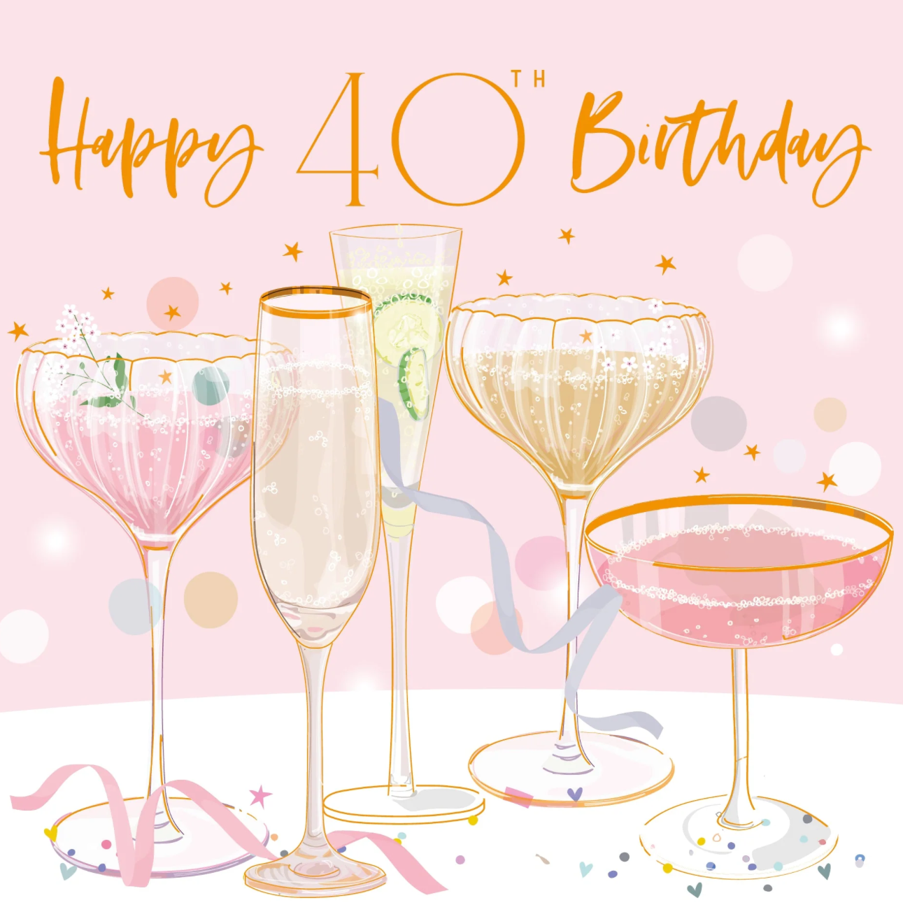 Belly Button 40th Birthday Party Drinks Pastels Card