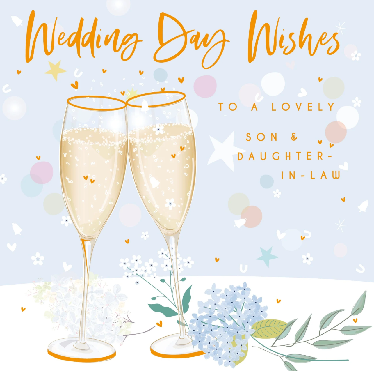 Belly Button Son & Daughter-in-Law Blue Glasses Wedding Card