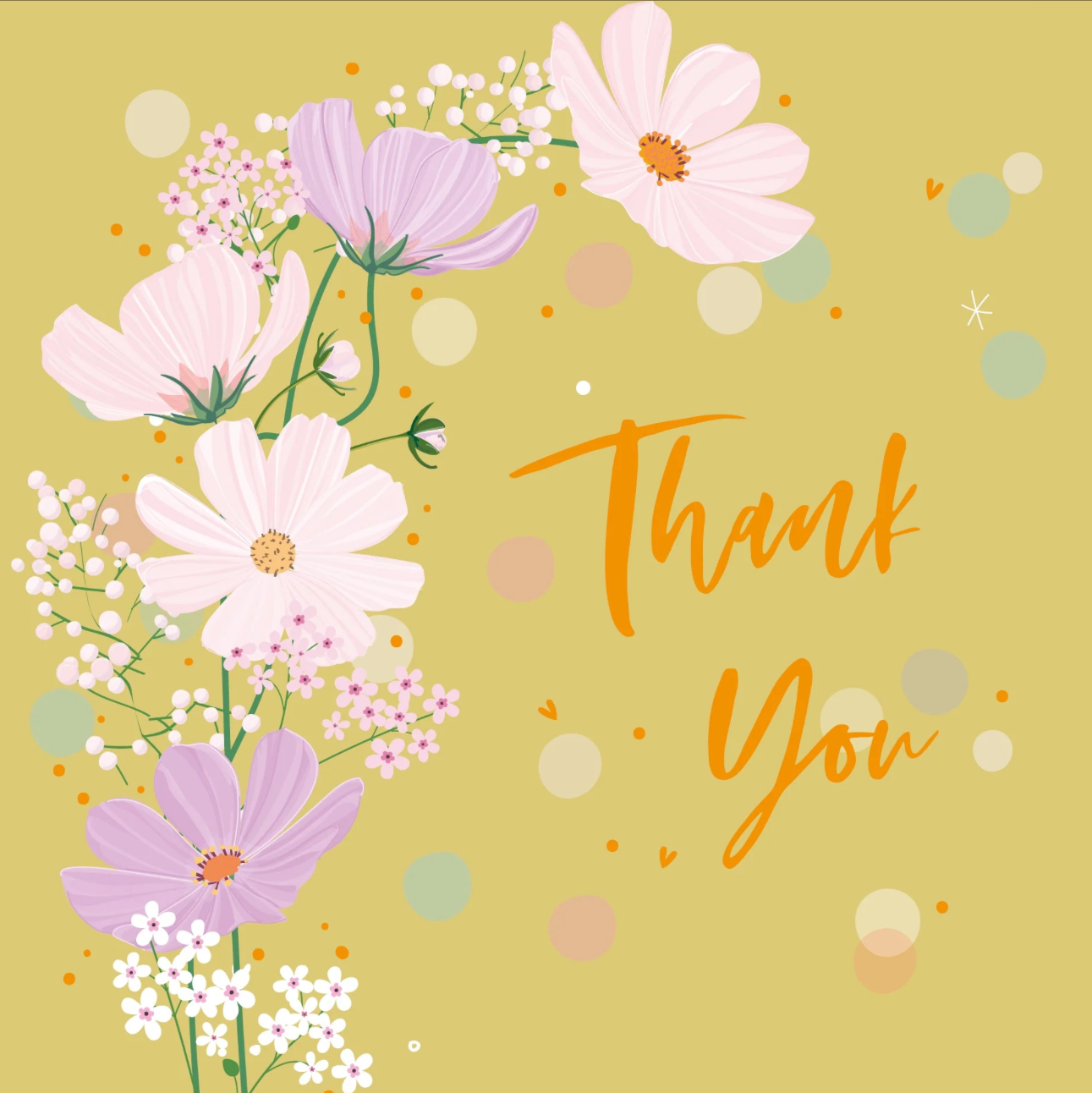 Belly Button Thank You Mustard Floral Card