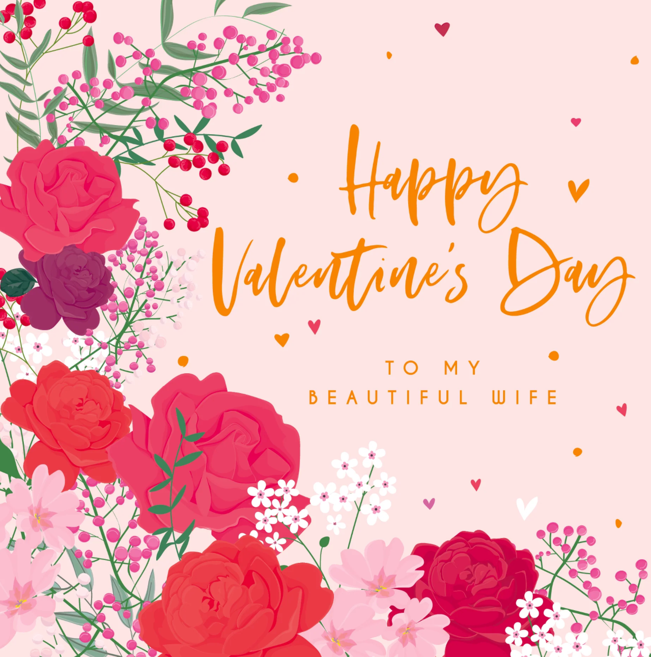 Belly Button Happy Valentine's Day to my Beautiful Wife Floral Card