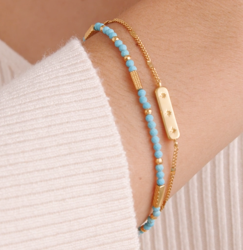 Katie Loxton Waterproof Jewellery - December - Gold Birthstone Double Strand Bracelet