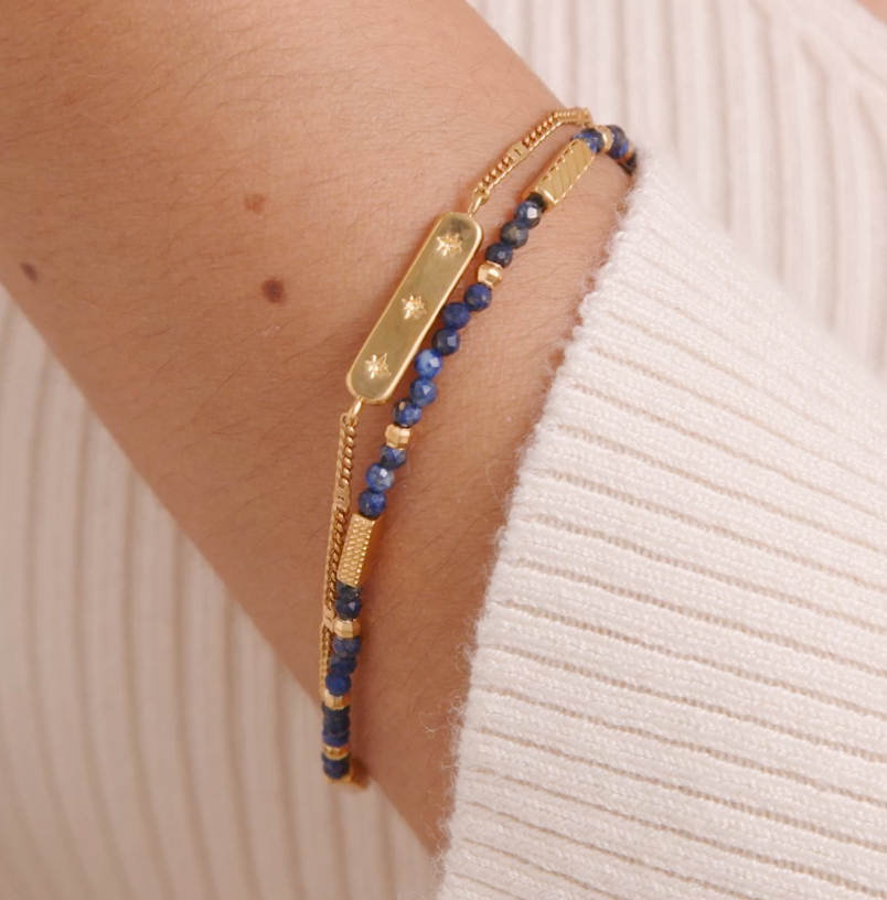 Katie Loxton Waterproof Jewellery - September - Gold Birthstone Double Strand Bracelet