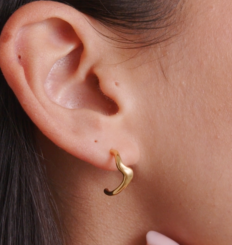 Katie Loxton Waterproof Jewellery - Marina - Wave Gold Hoop Earrings