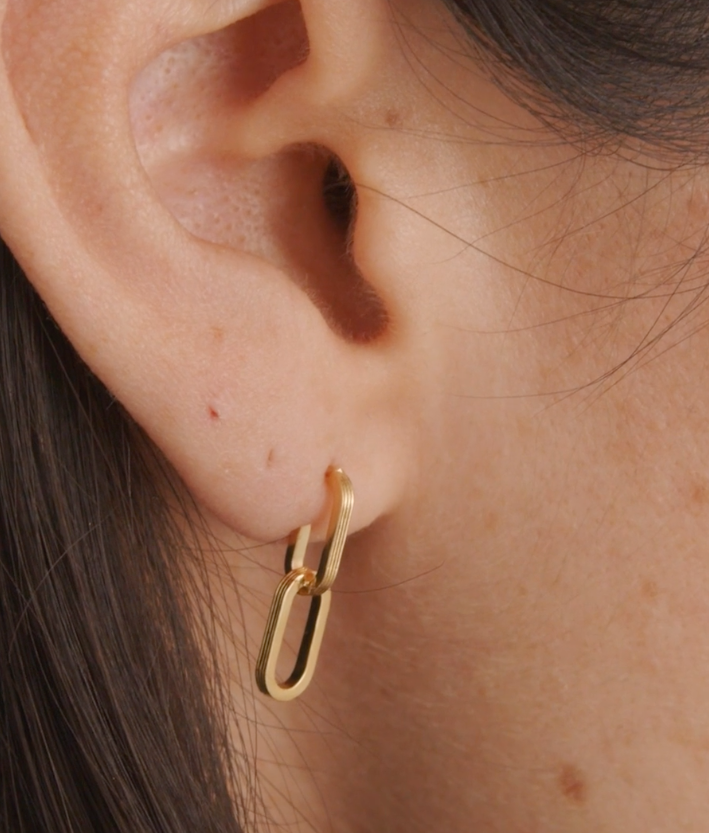 Katie Loxton Waterproof Jewellery - Arabella - Gold Link Hoop Drop Earrings