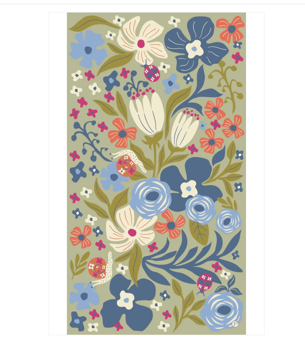 Powder Printed Scarf - Garden Friends Wild Flower - Sage