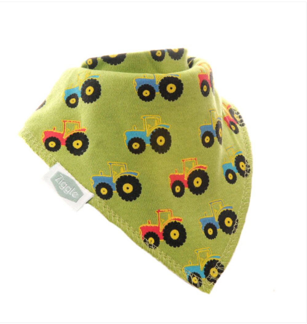 Ziggle Tractor Dribble Bib - Green