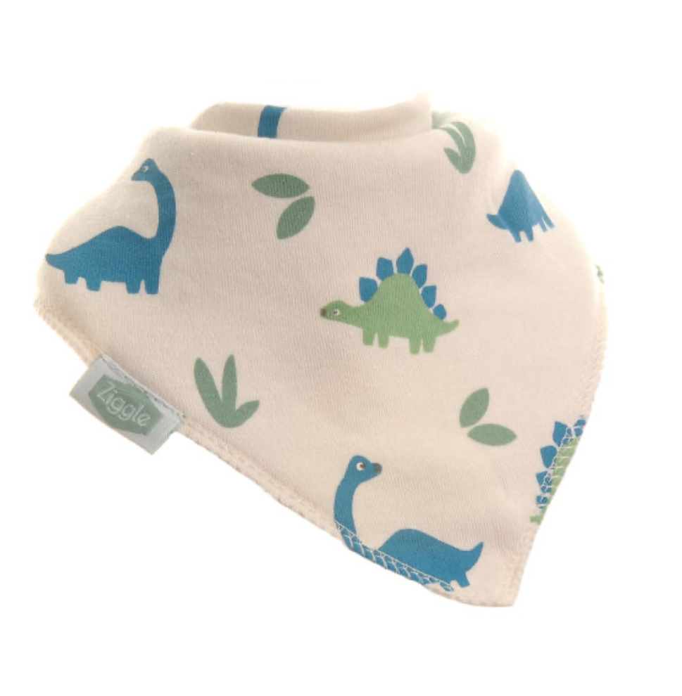 Ziggle Dinosaurs Print Dribble Bib - Blue/Green