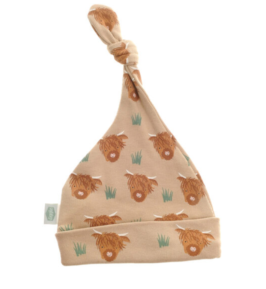 Ziggle Highland Cow Cotton Hat - Beige