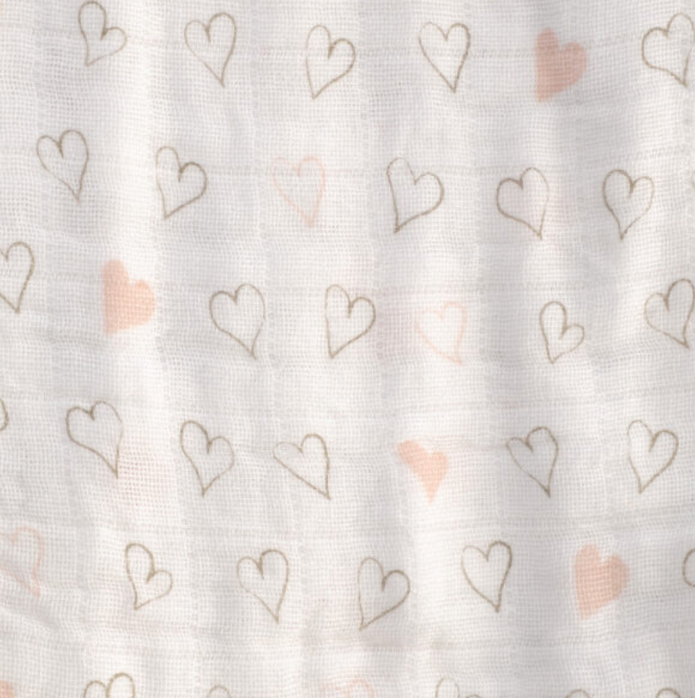 Ziggle Pink Hearts Muslin
