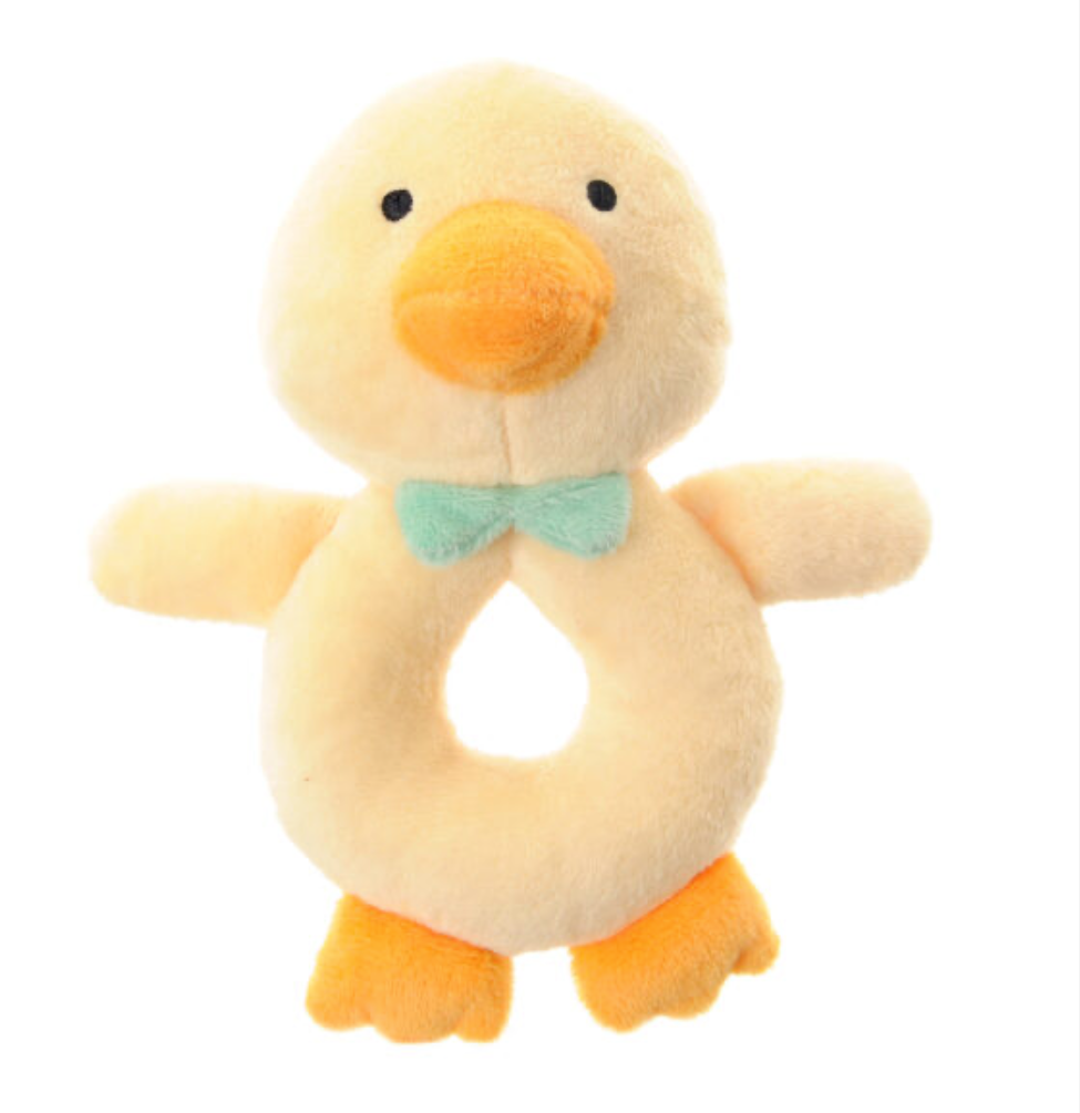 Ziggle Duck Plush Baby Rattle - Yellow