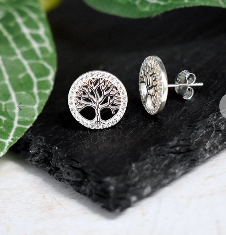 Kali Ma Alianna Tree of Life Pave Disc Stud Earrings