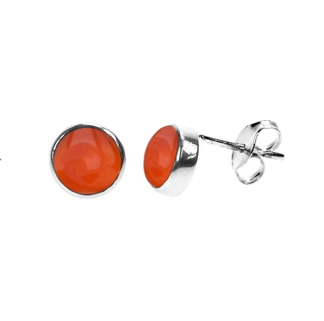 Kali Ma 7mm Samira Carnelian Gemstone Stud Earrings - Sterling 925 Silver