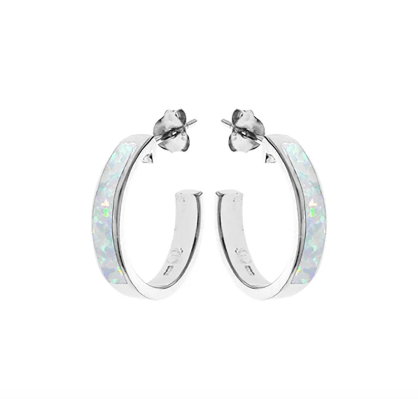 Kali Ma Diana White Opal Hoops - Sterling 925 Silver